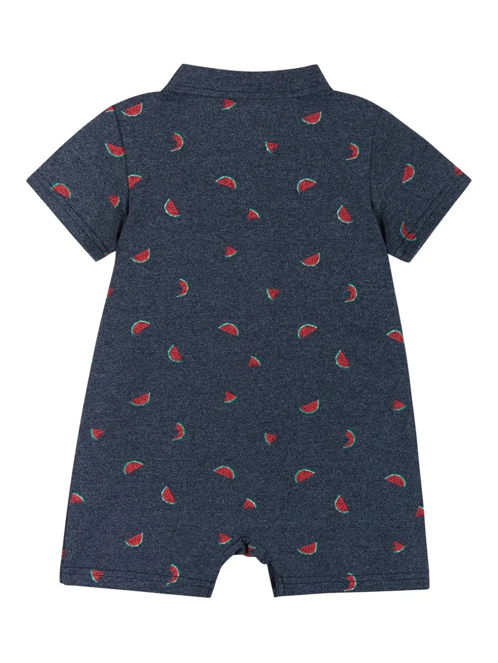 Andy & Evan Navy Polo Romper with Red Watermelon Motif